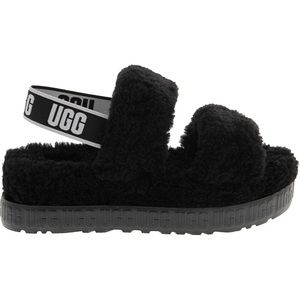 UGG Oh Fluffita Womens Black Fuzzy Slippers Size 7